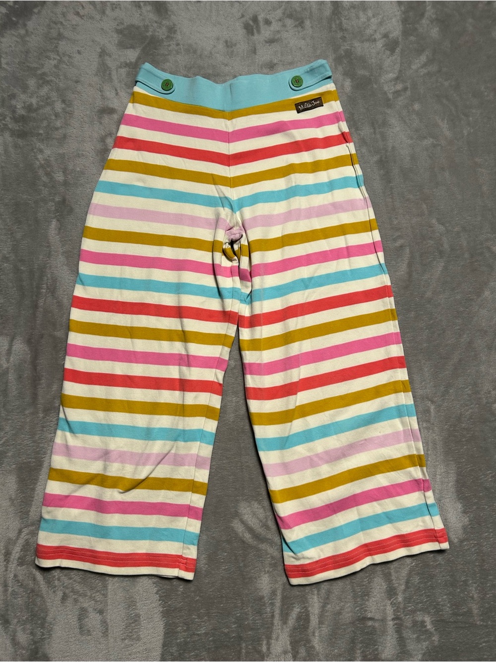 Matilda Jane Girls Pants 12 Rainbow Stripes Buttons